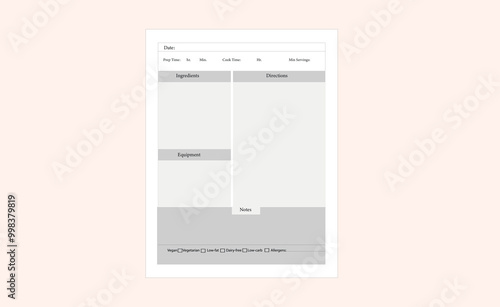 Recipe Book Interior KDP Printable
