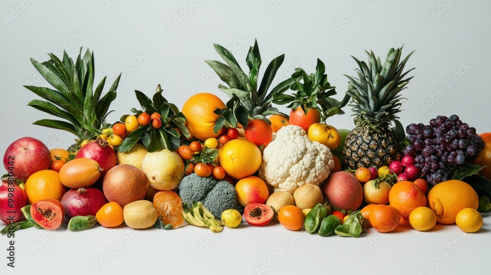 A Vibrant Collection of Fresh Fruits and Vegetables A Vibrant Collection of Fresh Fruits and Vegetables