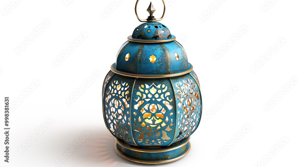 Ornate Blue Lantern with Intricate Design Ornate Blue Lantern with Intricate Design