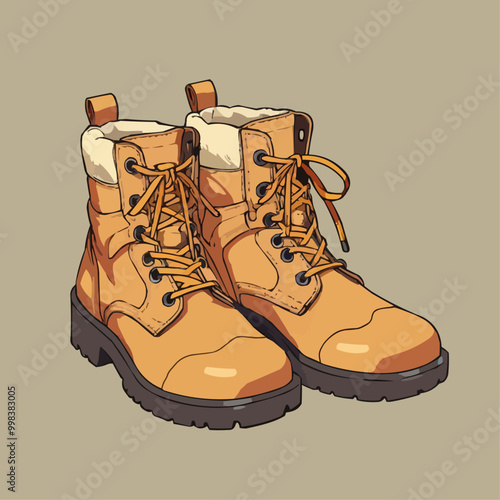 vector illustration of a pair of light brown boots