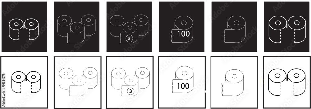 toilet paper icon set toilet paper icon set