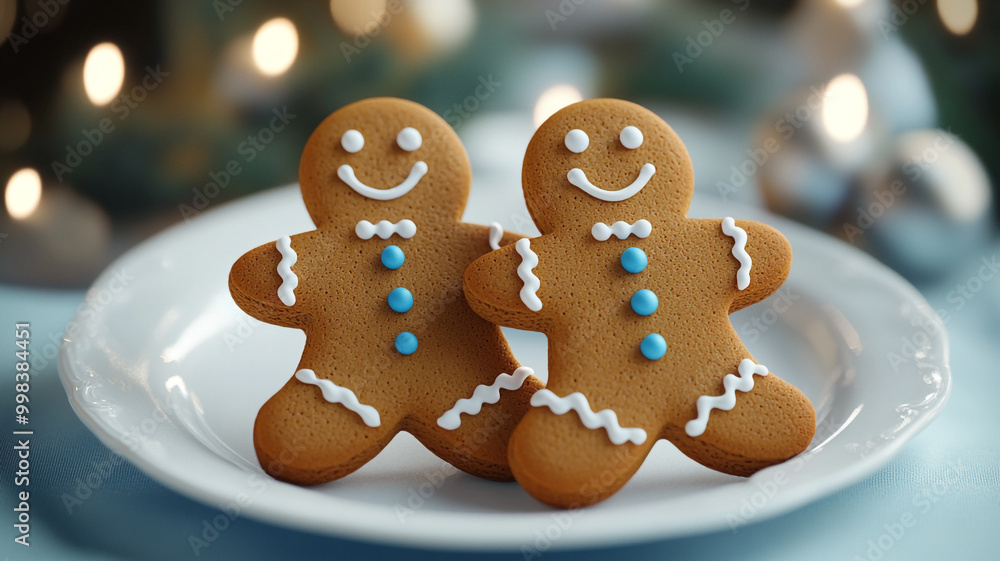 Gingerbread cookies ready to celebrate National Cookie Day on a festive table Gingerbread cookies ready to celebrate National Cookie Day on a festive table