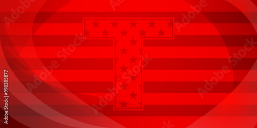 US presidential elections abstract background with elements of the american flag and large letter T in red colors