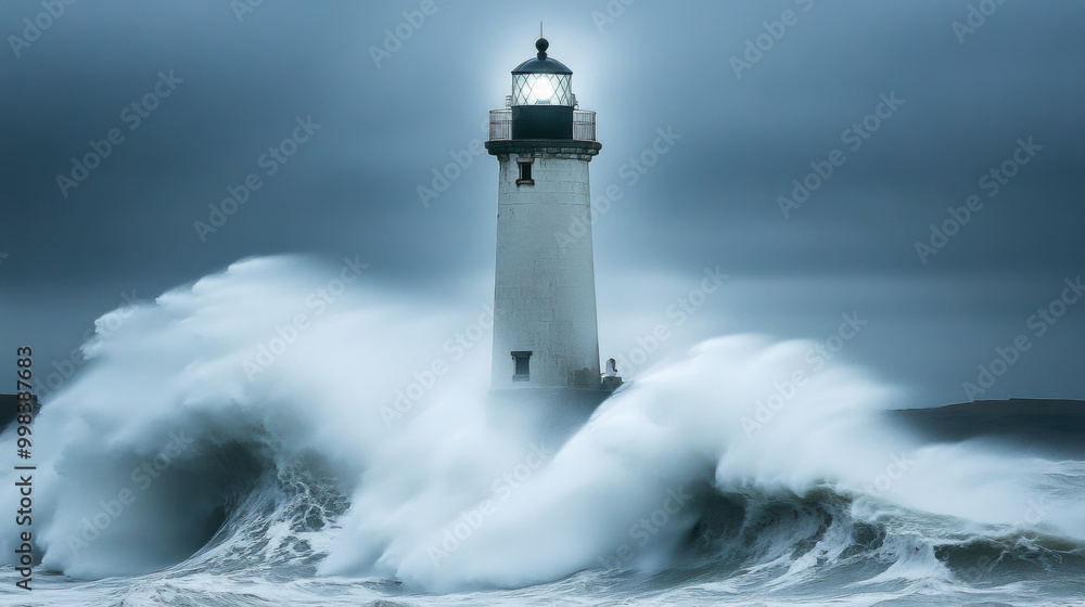 lighthouse stands resilient against powerful ocean waves during storm, showcasing natures raw force and beauty. dramatic scene evokes sense of awe and tranquility amidst chaos lighthouse stands resilient against powerful ocean waves during storm, showcasing natures raw force and beauty. dramatic scene evokes sense of awe and tranquility amidst chaos