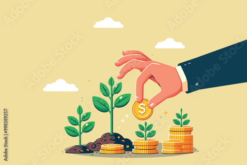 Big hands pluck gold from the plants he planted