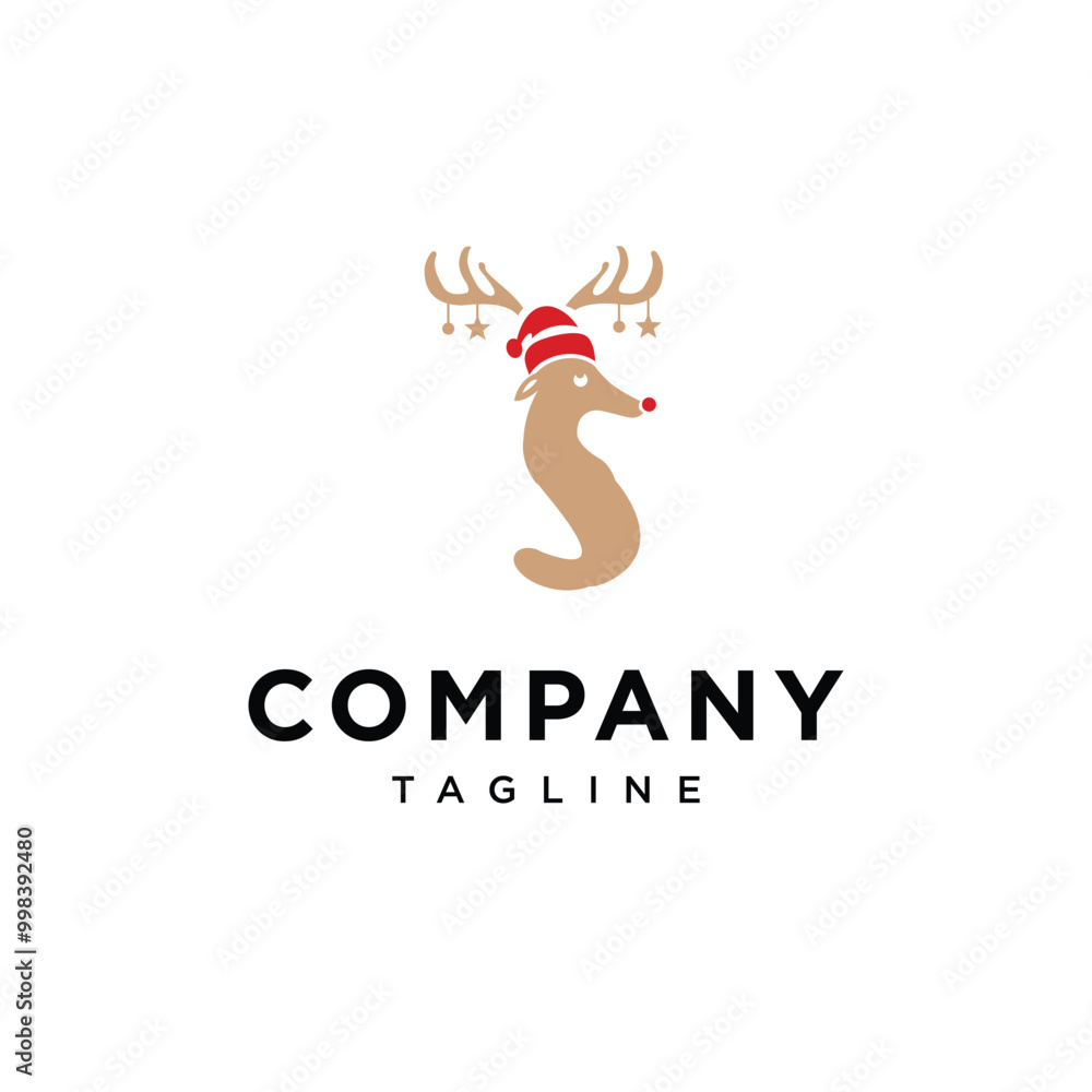 Fototapeta premium Letter S Cute Christmas Reindeer logo icon vector