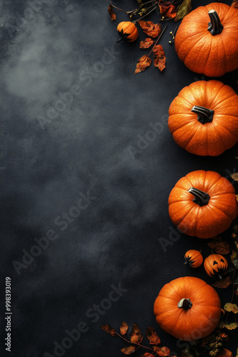 A Festive Halloween Restaurant Menu Layout With Decorative Pumpkins and Autumn Leaves in a Cozy Dining Atmosphere