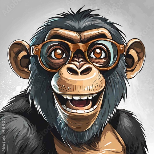 chimpanzee smile wearing glasses vector photo