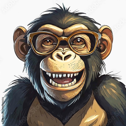 chimpanzee smile wearing glasses vector photo