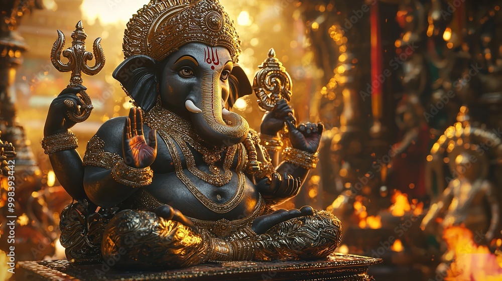 Fototapeta premium Ganesha, Ganesha celebration, Incense, Modak and Modak sweets