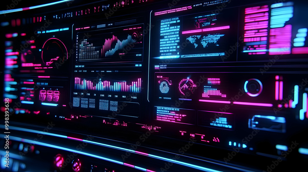 Futuristic Digital Dashboard Display with Data Visualization Futuristic Digital Dashboard Display with Data Visualization