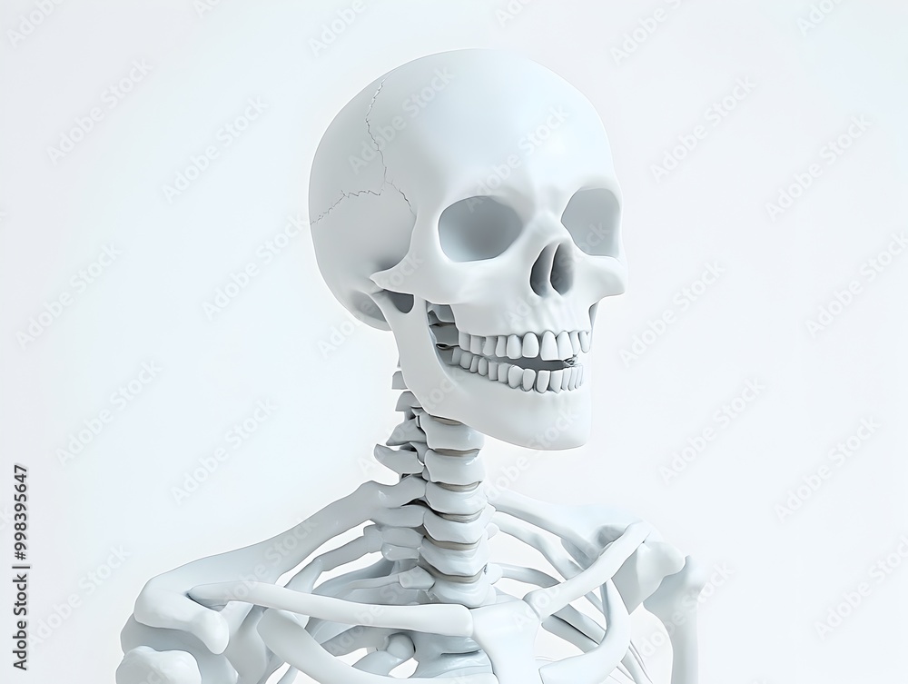 Creepy Skeleton Halloween Backdrop with Minimal Style on White Background Creepy Skeleton Halloween Backdrop with Minimal Style on White Background