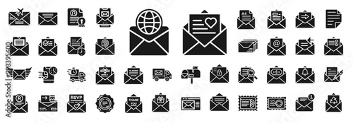 envelopes email paper mail glyphs themed icon collection
