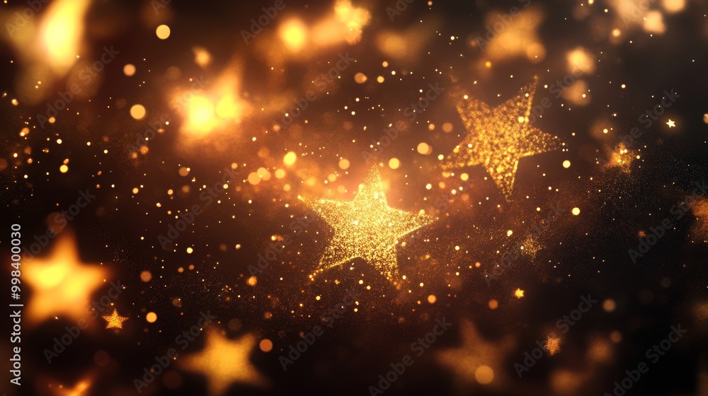 Golden sparkling stars in an abstract design. Golden sparkling stars in an abstract design.