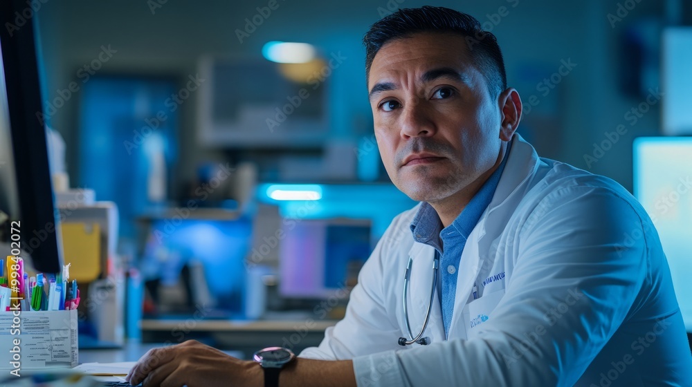 Focused Doctor in Modern Office Focused Doctor in Modern Office