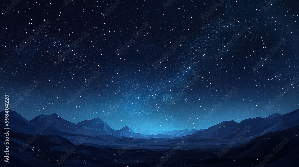 Star-Covered Horizon: Illustrate a horizon covered in stars, with the night sky blending seamlessly into the land below. Star-Covered Horizon: Illustrate a horizon covered in stars, with the night sky blending seamlessly into the land below.