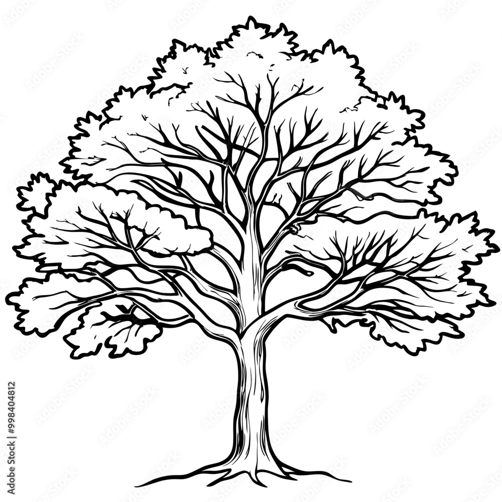 Obraz premium oak tree sketch drawing-