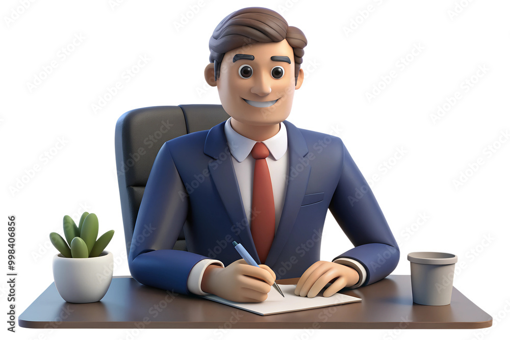 businessman sitting at desk holds pen signing contract paper businessman sitting at desk holds pen signing contract paper
