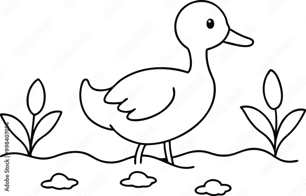 Duckling Exploring Muddy Shore and Plants Fun Vector Art for Kids Coloring
Duckling Exploring Muddy Shore and Plants Fun Vector Art for Kids Coloring