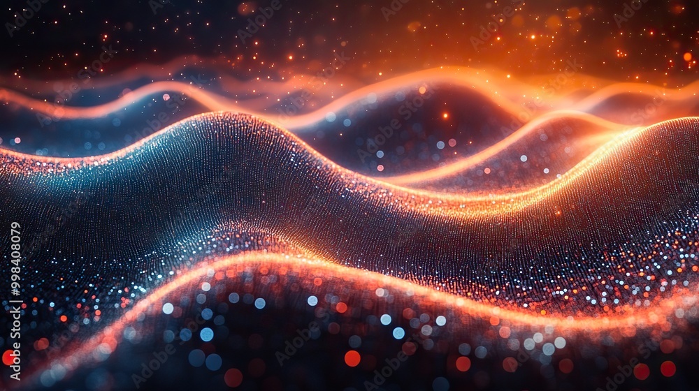 A futuristic background of big data and AI, with digital particles forming waves, illustrating the synergy between technology and data visualization. A futuristic background of big data and AI, with digital particles forming waves, illustrating the synergy between technology and data visualization.