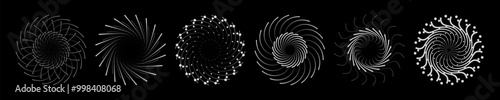 A series of six different types of swirls