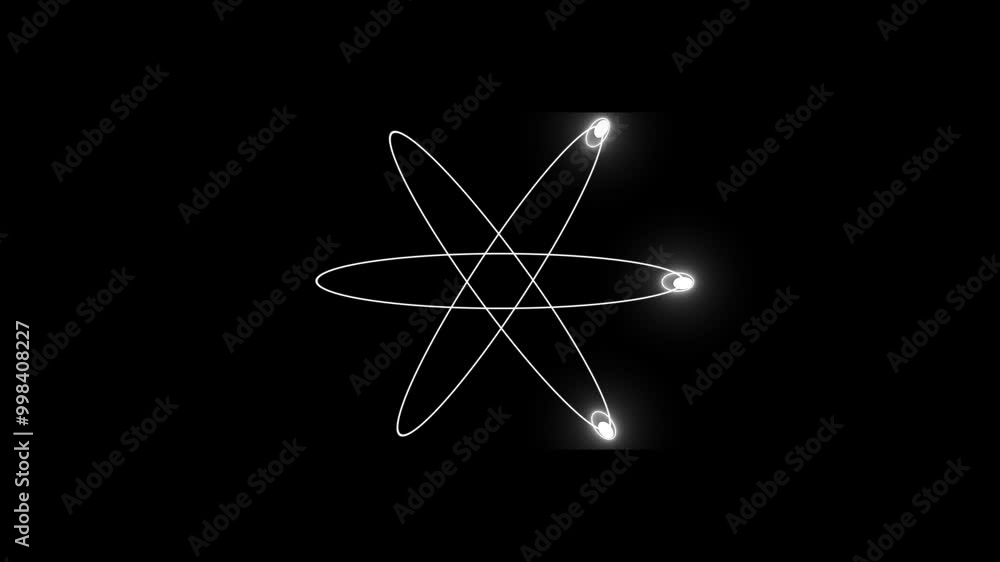 Atom icon in flat design. graphic representation of an atom or molecule. set gray molecule symbol or atom symbol isolated on black background. . Atom icon in flat design. graphic representation of an atom or molecule. set gray molecule symbol or atom symbol isolated on black background. .