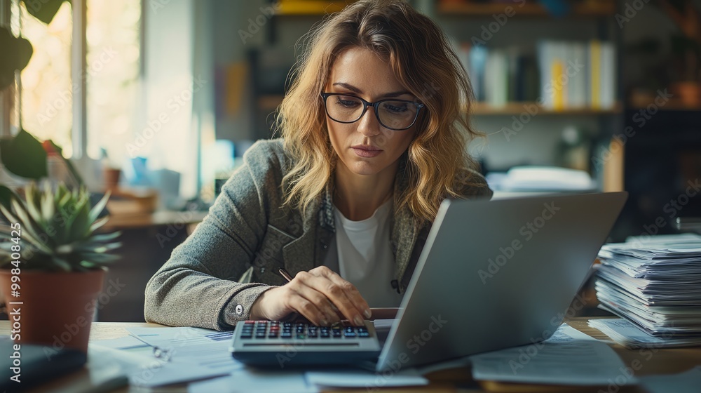 Focused Woman Working on Laptop Focused Woman Working on Laptop