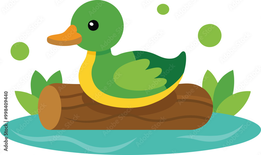 Serene Duck Relaxing on a Log Amidst Vibrant Lily Pads Vector Art
Serene Duck Relaxing on a Log Amidst Vibrant Lily Pads Vector Art