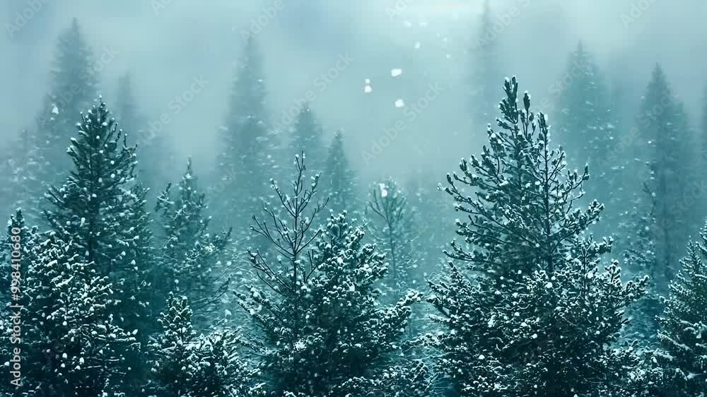 Enchanted winter scene with gently falling Enchanted winter scene with gently falling