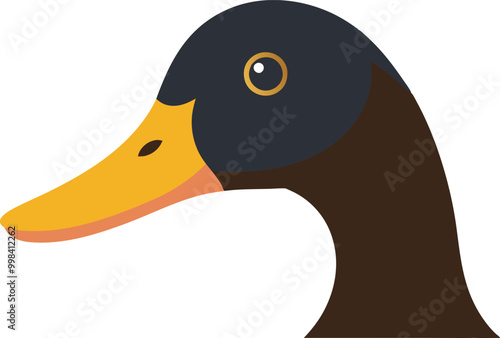 Profile View of Duck Beak and Eyes Vector Art