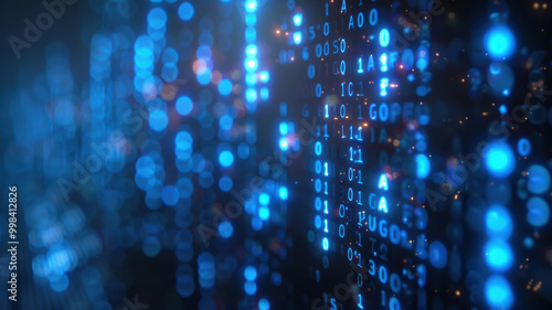 Wallpaper Mural Blue Digital Data Stream Flowing Torontodigital.ca