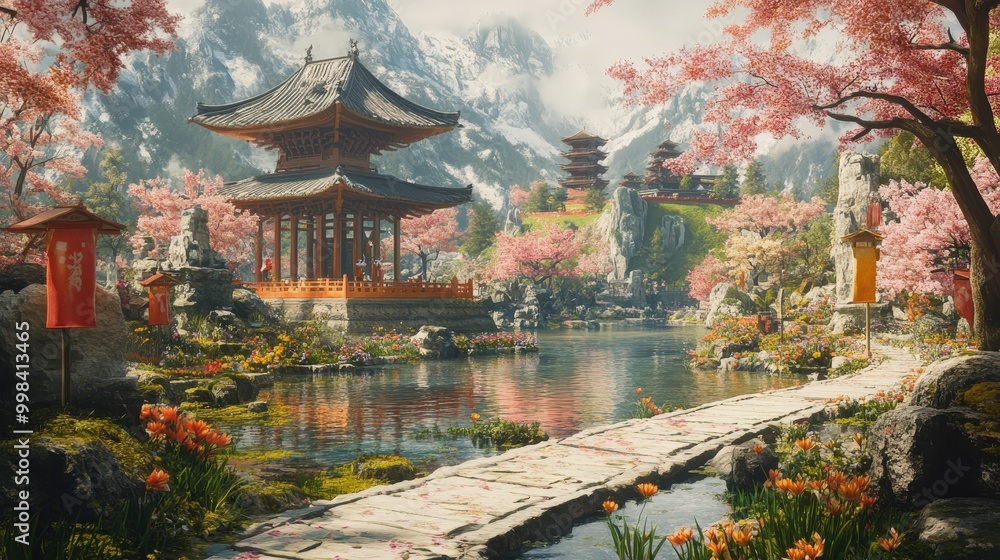 The most beautiful temple in the world, surrounded by vibrant floral gardens. The most beautiful temple in the world, surrounded by vibrant floral gardens.
