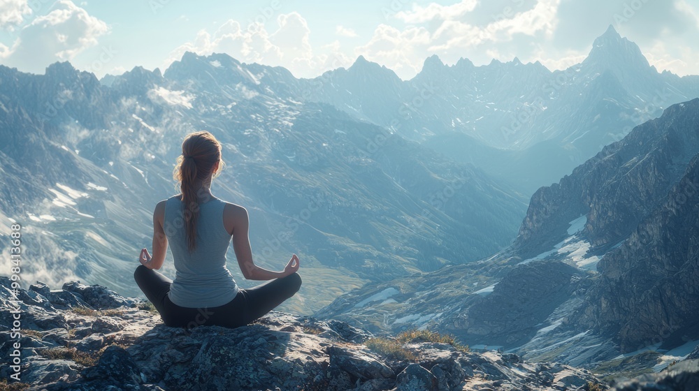 Serene Meditation in Majestic Mountain Landscape Serene Meditation in Majestic Mountain Landscape