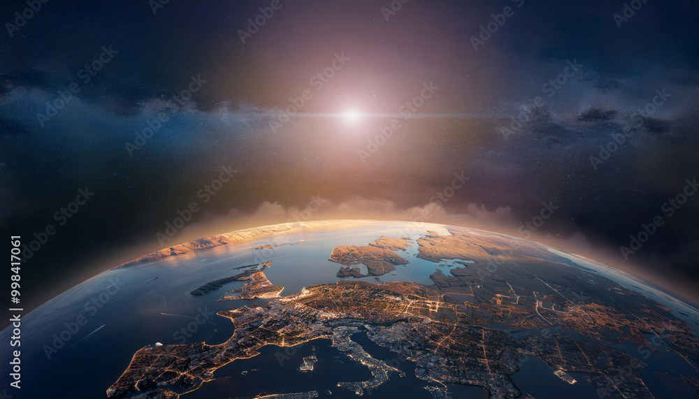 Fototapeta premium Planète : Vue sur l'Europe dans le globe