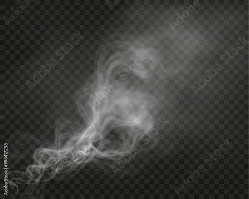 White smoke, vape, fog, smog. Illustration of smoke on a transparent background.	
