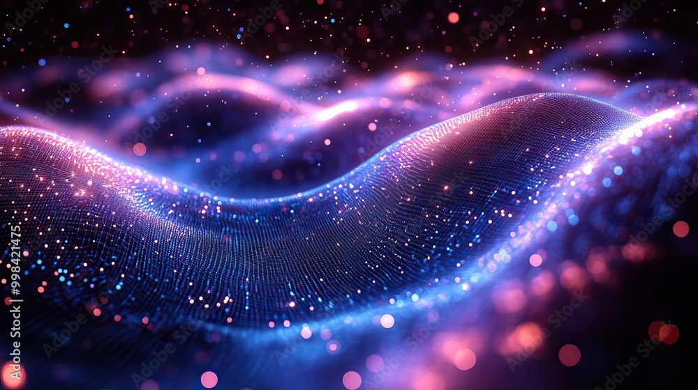 Fototapeta premium A wireframe-based abstract technology background featuring blue and purple tones, creating a futuristic atmosphere.