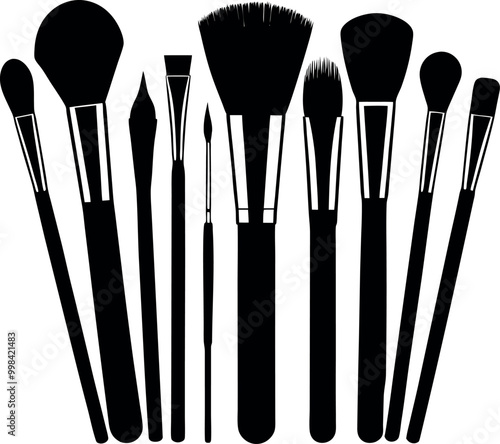 Makeup brush icons set simple vector. Cosmetic brow. Blush kit