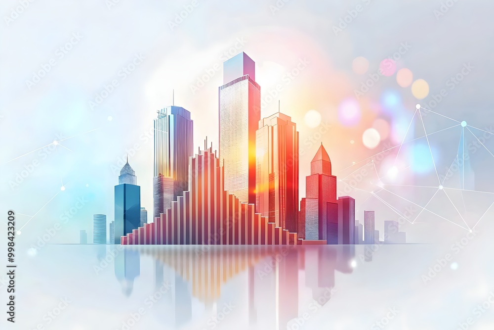 Modern City Skyline Financial Growth Graph Data Visualization Modern City Skyline Financial Growth Graph Data Visualization
