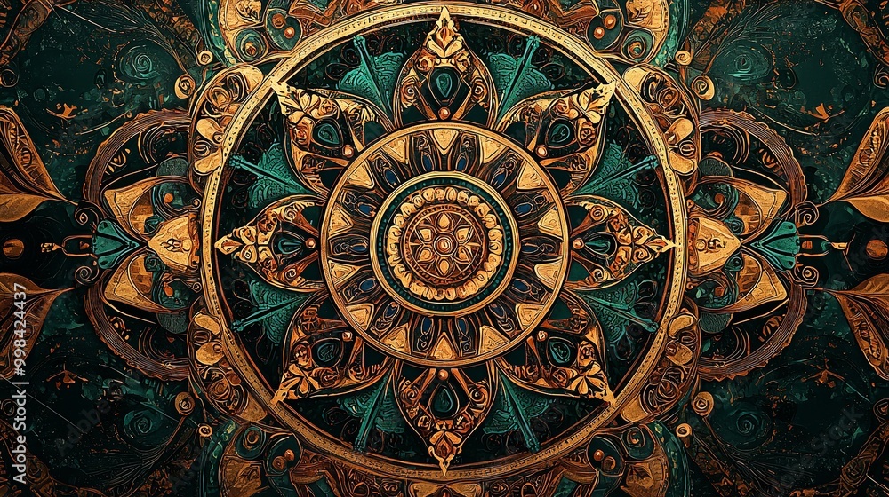 A mandala resembling the patterns of ancient mosaics, each piece telling a story of history and culture. A mandala resembling the patterns of ancient mosaics, each piece telling a story of history and culture.