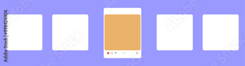 instagram post mockup vector. social media instagram carousel post template photos frame, instagram feed web post mock up. mobile app interface template on social network. instagram notification icons