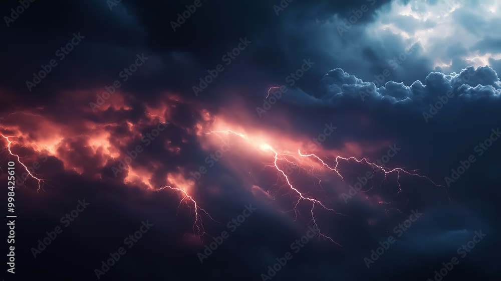A flash of lightning in the dark night sky A flash of lightning in the dark night sky