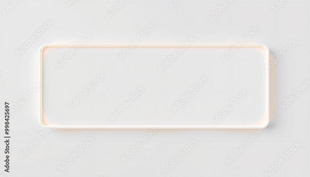 White glowing rectangle border on a white wall. White glowing rectangle border on a white wall.