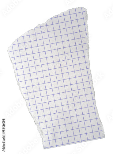 Tableau sur toile feuille de papier quadrillée déchirée, PNG sur fond transparent