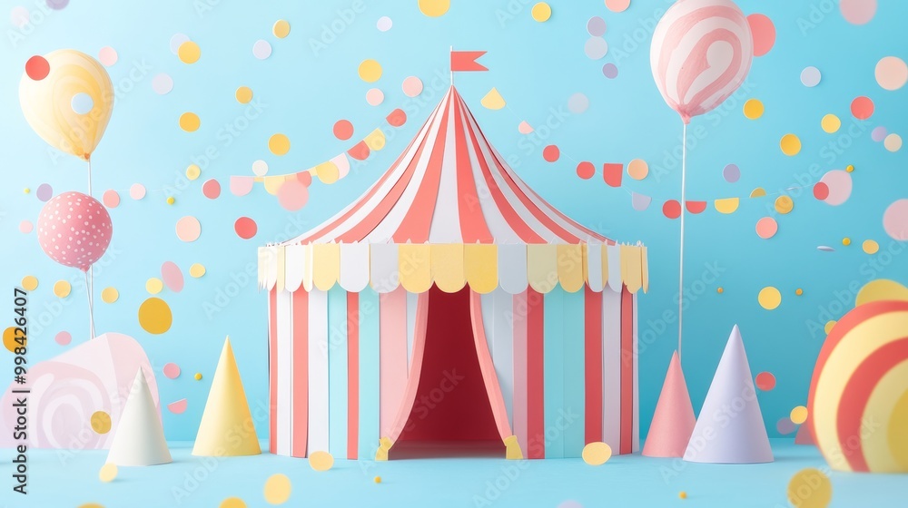 abstract paper cut background carnival festival, 2D flat design carnival tent entrance. abstract paper cut background carnival festival, 2D flat design carnival tent entrance.