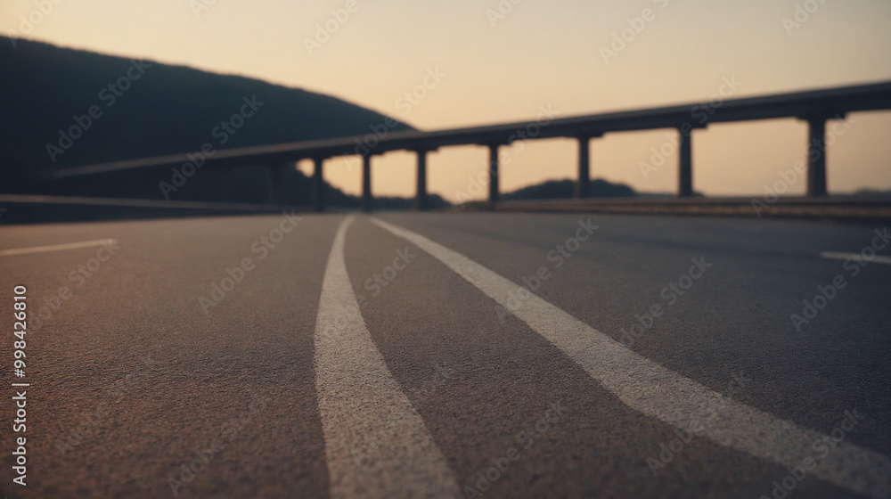 Empty road for product presentation. bridge at the background, Podium mockup for advertising car parts, oils and travel. Empty road for product presentation. bridge at the background, Podium mockup for advertising car parts, oils and travel.