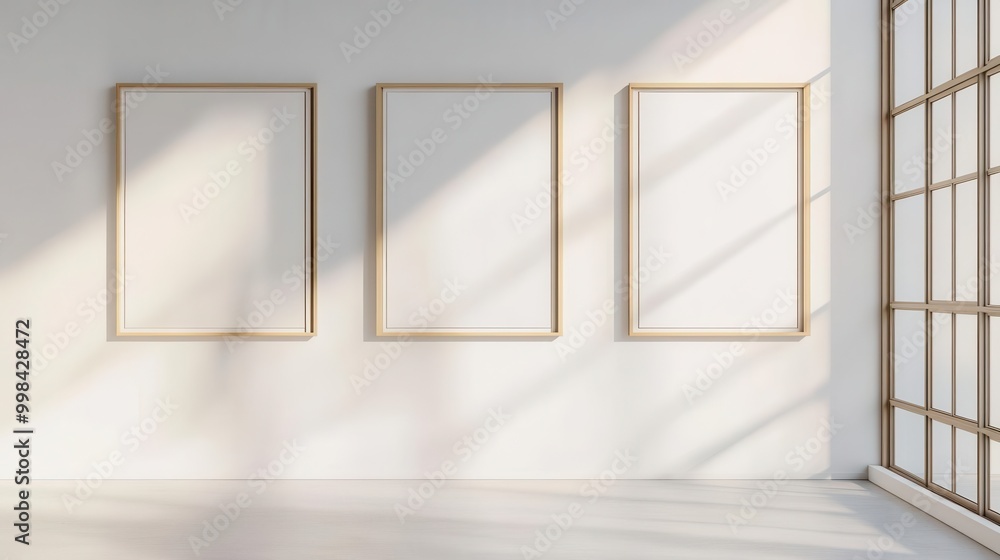 minimalist gallery wall four blank frames clean design subtle textures contemporary art space concept minimalist gallery wall four blank frames clean design subtle textures contemporary art space concept