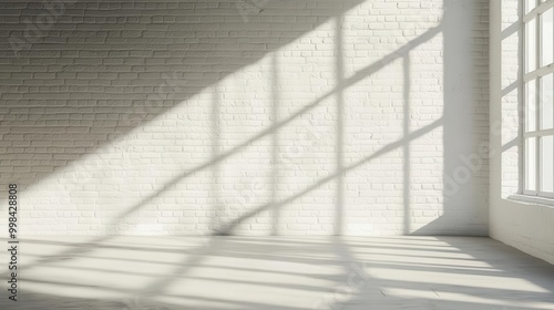 minimalist interior featuring a textured white brick wall clean lines subtle shadows and neutral tones create a versatile backdrop perfect for virtual meetings or photo manipulations