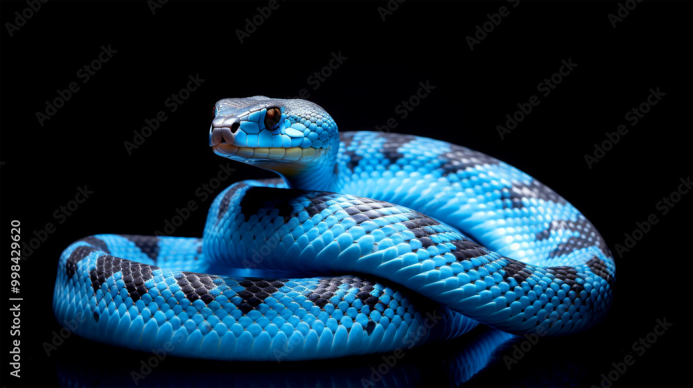 Fototapeta premium snake reptile looking on black background