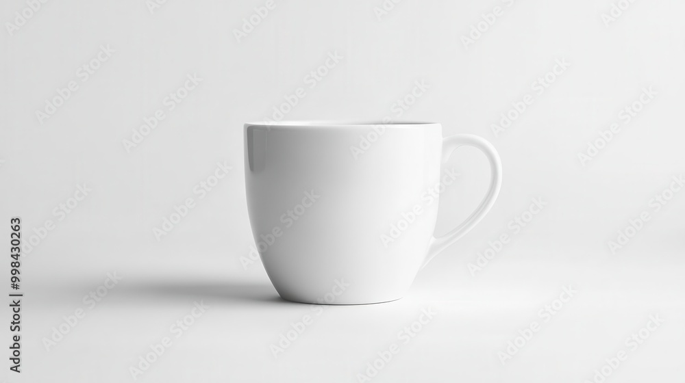 Obraz premium minimalist product photography crisp white coffee mug isolated on pure white background clean highkey studio shot emphasizing shape and simplicity