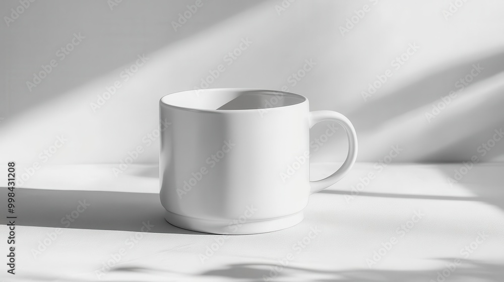 minimalist white ceramic mug on light background soft shadows clean lines product photography minimalist white ceramic mug on light background soft shadows clean lines product photography